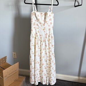 Reformation Cream Floral Sundress with Pink & Peach Blossoms